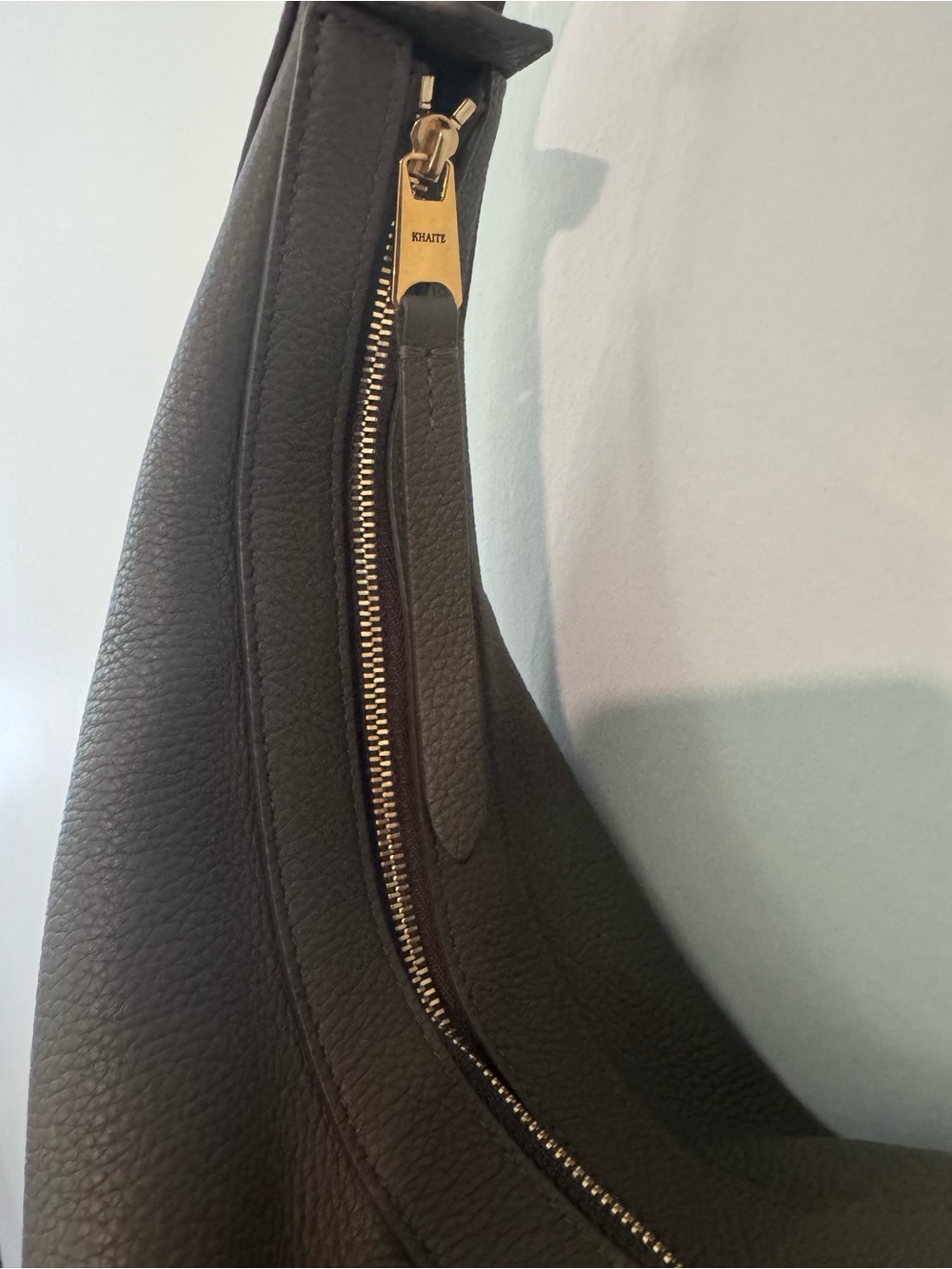 KHAITE Crescent Pebbled Leather Shoulder Bag — Dark Grey - Picture 3 of 7